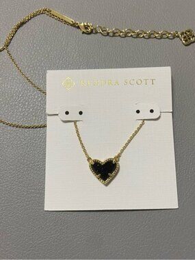 Kendra Scott Gold and Black Heart Necklace